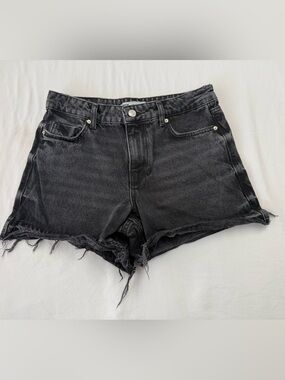 Zara Women Washed Black Denim Cutoff Shorts